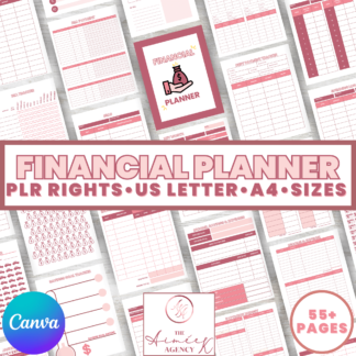 Chic Financial Planner with PLR License comes with 56 pages of Canva templates in sizes US Letter, and A4