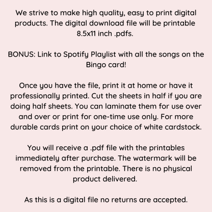 Girls Night Party Game, Music Bingo, Singo Bingo Cards, Girls Night Out - Image 7