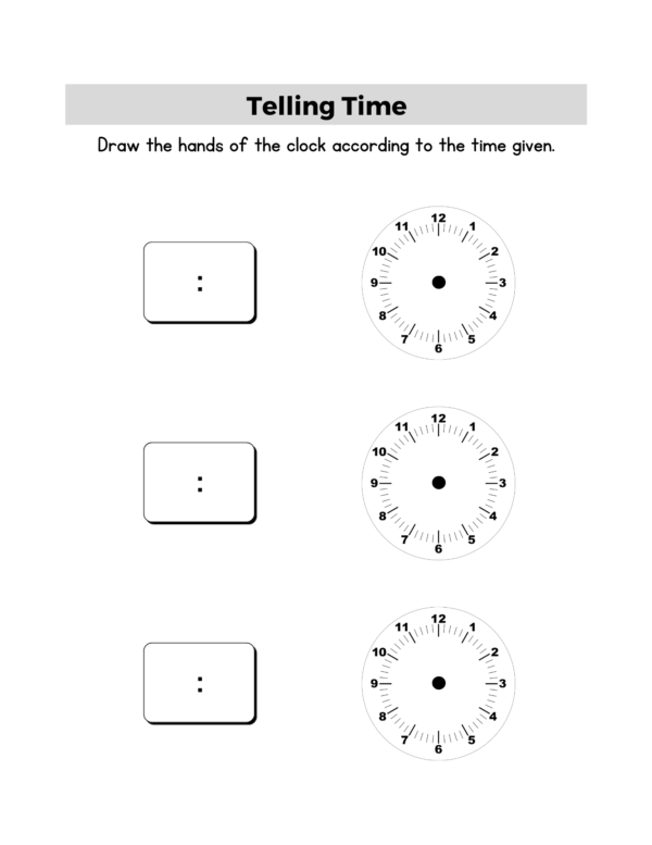 Telling Time Worksheets Homeschool Educational Kids PRINTABLE - Image 2