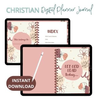 Undated Christian Digital Planner, Prayer, Bible Study, Sermon Notes Journal, Goodnotes Planner, Noteshelf Planner, iPad Planner, Boho Theme