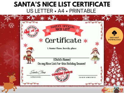 Santa's Nice List Certificate and Letter from Santa
