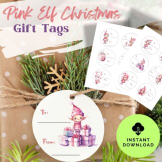 Pink Elf Christmas Printable Gift Tags