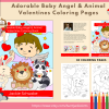 PRINTABLE COLORING Pages | Adorable Baby Angel and Animal Valentines Coloring Pages, 34 Pages, US Letter Coloring Book, 34 Pages Letter