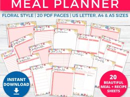 Floral Weekly Meal Planner & Pantry Organization Printable