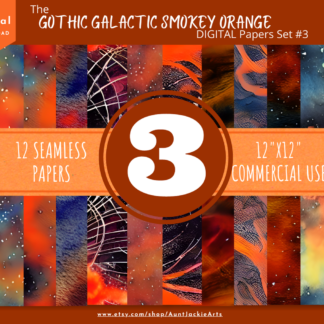 DIGITAL PAPER Bundle - Gothic Galactic Sky Smokey Orange Tangerine Star Digital Papers 12 12x12 | Set #003 Orange Black Sky Stars - jpg png