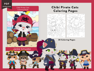 PRINTABLE COLORING Pages | Chibi Pirate Cats and Friends Book, 33 Pages, Chibi, Kawaii, US Letter Coloring Book, 33 Pages, US Letter