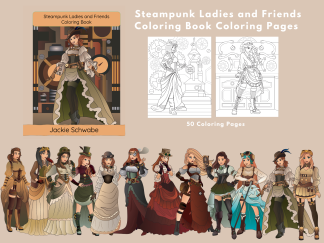 PRINTABLE COLORING Pages | Steampunk Ladies and Friends Coloring Book, 55 Pages, Steampunk, Animals, US Letter Coloring Book, 55 Pages