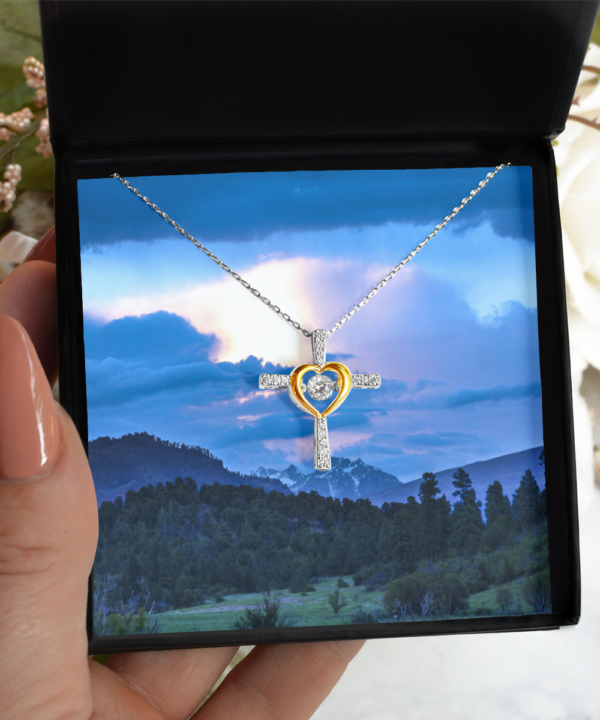 Dramatic Landscape, Classic Keepsake Cross Heart Necklace