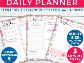 Floral Hourly + Daily Planner Printable For Productivity