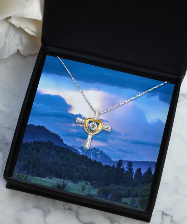 Dramatic Landscape, Classic Keepsake Cross Heart Necklace - Image 4