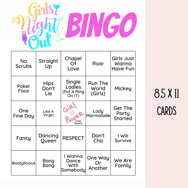 Girls Night Party Game, Music Bingo, Singo Bingo Cards, Girls Night Out - Image 2