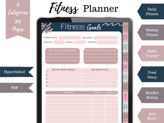 Health and Fitness Digital Planner For Ipad, Xodo, Goodnotes etc.