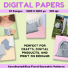 70+ Geometric Floral Digital Papers - Blue and Gray Seamless Patterns - Image 2