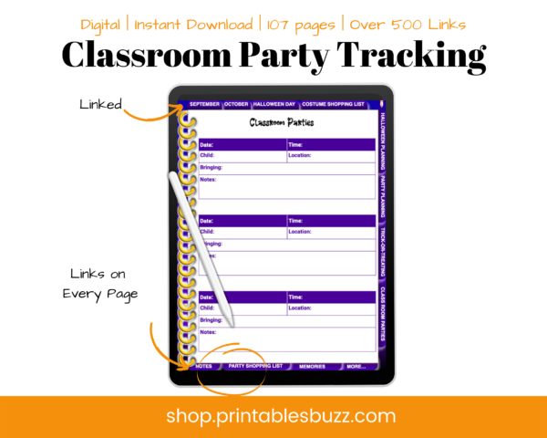 Halloween Planner - Digital Halloween Planner -Classroom Party Planning
