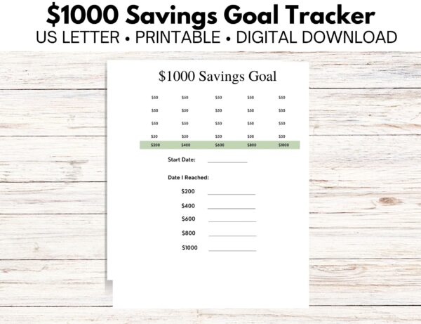 $1000 Savings Goal Tracker