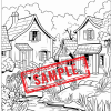Village Houses Coloring Pages/ Digital Download! - Image 9