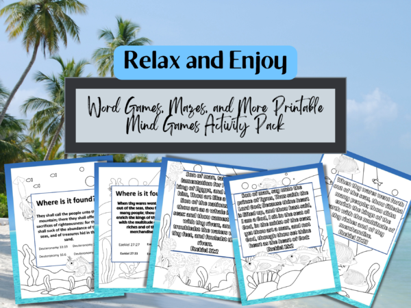 25 Sea Themed Bible Verse Printable Scripture Coloring Pages and 4 Bonus Where is it Found Bible Quiz