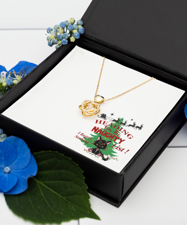 Funny Memory Not Naughty Gold Heart Knot Necklace - Image 5