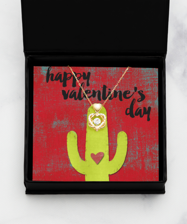 Happy Valentines Day, Southwestern Cactus, Heart, Classic Precious Necklace-rose gold love knot - Image 3