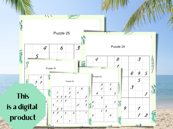 77 Easy Large Print Sudoku Puzzles for Beginners or Children, Big Print with Only One Sudoku Logic Puzzle Per Page, Digital Download - Image 3