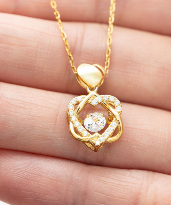 Funny Memory Not Naughty Gold Heart Knot Necklace - Image 2