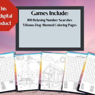 100 Relaxing Number Search Digital Download Puzzles and 5 Bonus Dog Inspired Coloring Pages Activity Pack - Image 2
