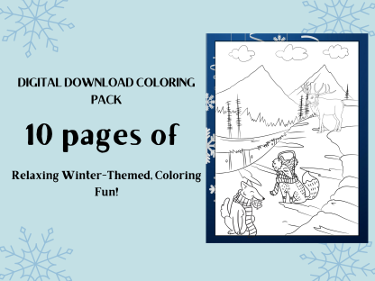 10 Fun and Relaxing Wintertime Fun Digital Coloring Pages for Kids and Adults - Image 2