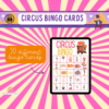 CIRCUS BINGO ACTIVITY, 30 different bingo cards for each child, super easy to print and use, fun for the whole family as well as party games - Image 11