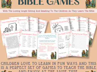 12 Printable Bible Games Sitting Vintage Angel