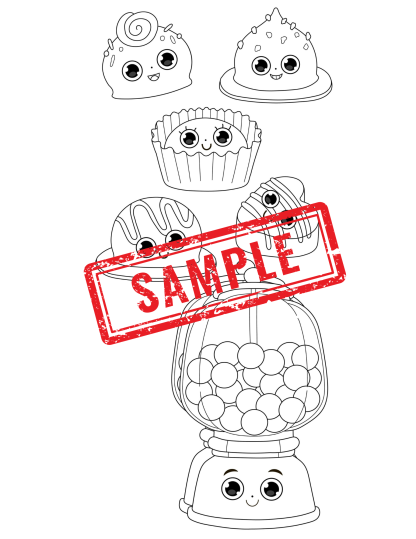 Candy Characters: A Delectable Coloring Adventure-BOLD & EASY COLORING For Kids & Adults! DIGITAL DOWNLOAD! - Image 3