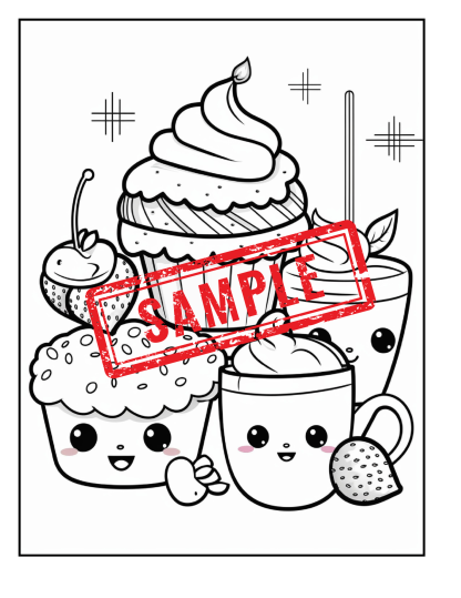 Foodie Fun: A Sweets and Treats Coloring Collection-BOLD & EASY/ DIGITAL DOWNLOAD - Image 5