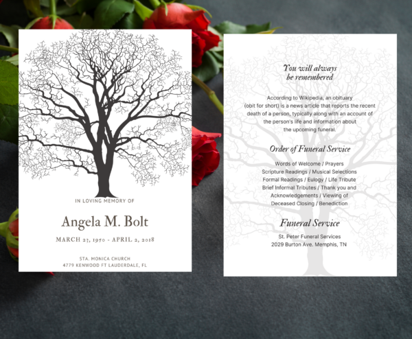 Two Page Tree Funeral Program Template - Image 3