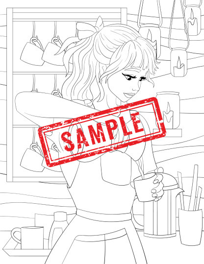 MOCHA MAIDENS: WOMEN AND COFFEE Coloring Pages for ADULTS! Digital Download - Image 7