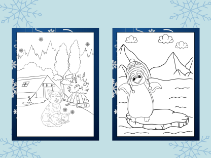 10 Fun and Relaxing Wintertime Fun Digital Coloring Pages for Kids and Adults - Image 4