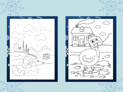 10 Fun and Relaxing Wintertime Fun Digital Coloring Pages for Kids and Adults - Image 5