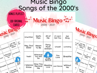 Graphic of music bingo cards songs of the 2000s