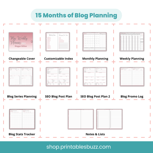 Weekly Time Blocking Digital Planner - Blogging Planner