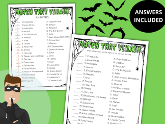 Halloween Match That Villain Activity for Kids
