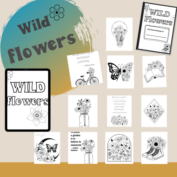 individual coloring pages for wildflower coloring book