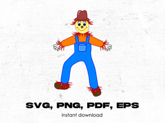 Smiling, friendly farm scarecrow - Halloween - children - svg, png, pdf, eps - graphic design, clip art- instant download