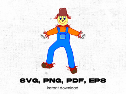 Smiling, friendly farm scarecrow - Halloween - children - svg, png, pdf, eps - graphic design, clip art- instant download