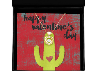 Happy Valentines Day, Southwestern Cactus, Heart, Classic Precious Necklace-rose gold love knot