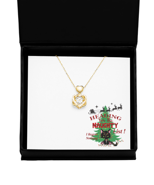 Funny Memory Not Naughty Gold Heart Knot Necklace