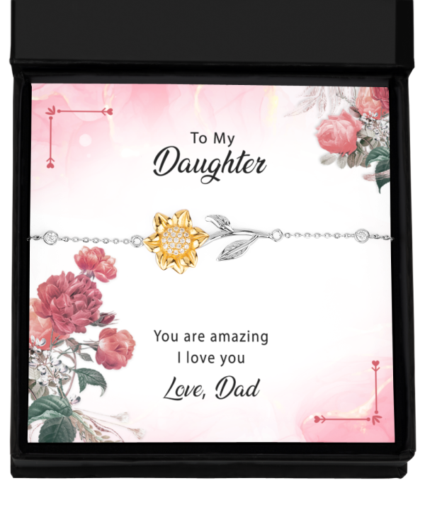 Dad to Daughter Keepsake Classic Sunflower Bracelet