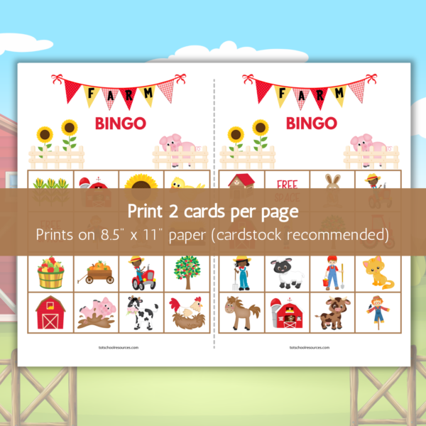 Farm Bingo - Farm Animal Party Game - Farm Activity - Image 2