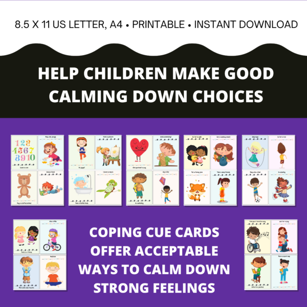 Help Children make good calming down choices with coping cue cards