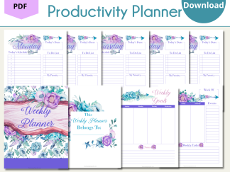 Purple Peony Productivity Planner