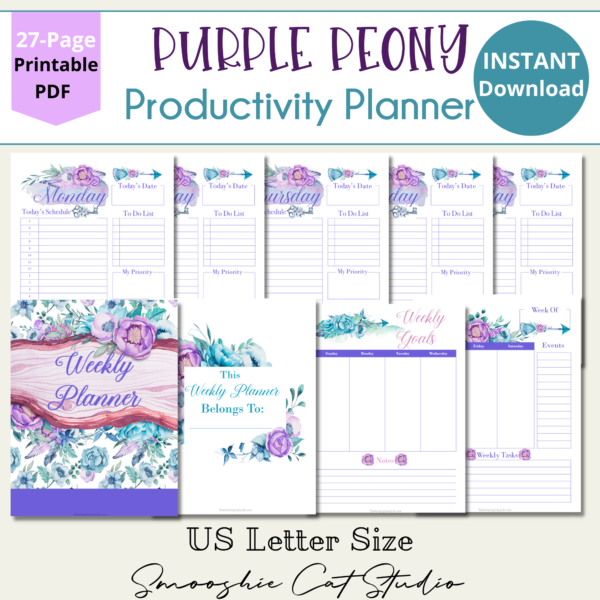 Purple Peony Productivity Planner