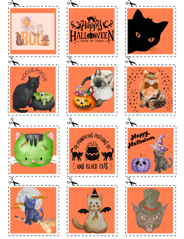 36 Halloween Cat Trick or Treat Bag Stickers - Image 3