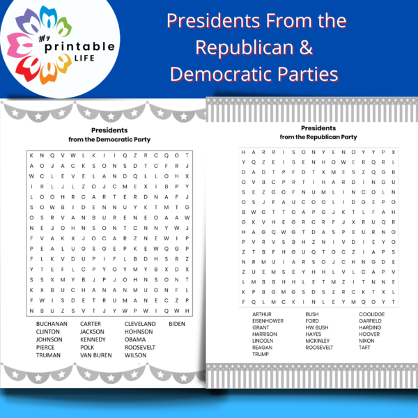 Vice Presidents Word Searches
